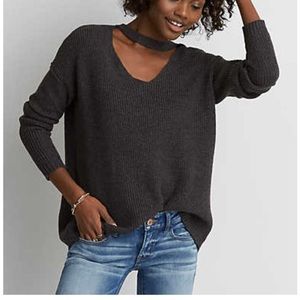 AEO Choker Neck Sweater in Charcoal